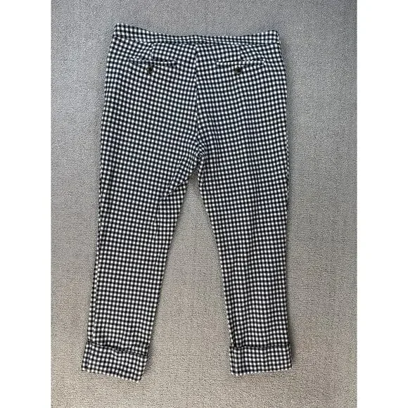 by Anthropologie Trouser Pant Capri The Essential Crop Flare Gingham Check 12 - Picture 3 of 10